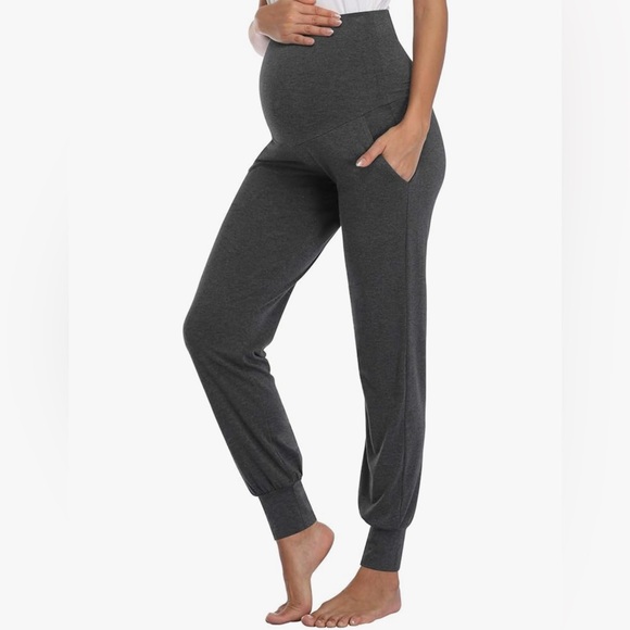 Amposh Women’s Maternity Casual Lounge Stretchy Jogger Pants, Charcoal Size M - Picture 1 of 7